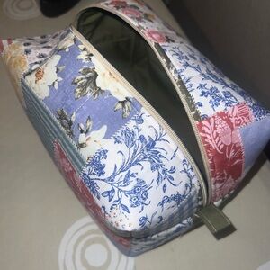 HAND-SEWN Floral Patchwork Cosmetic Bag